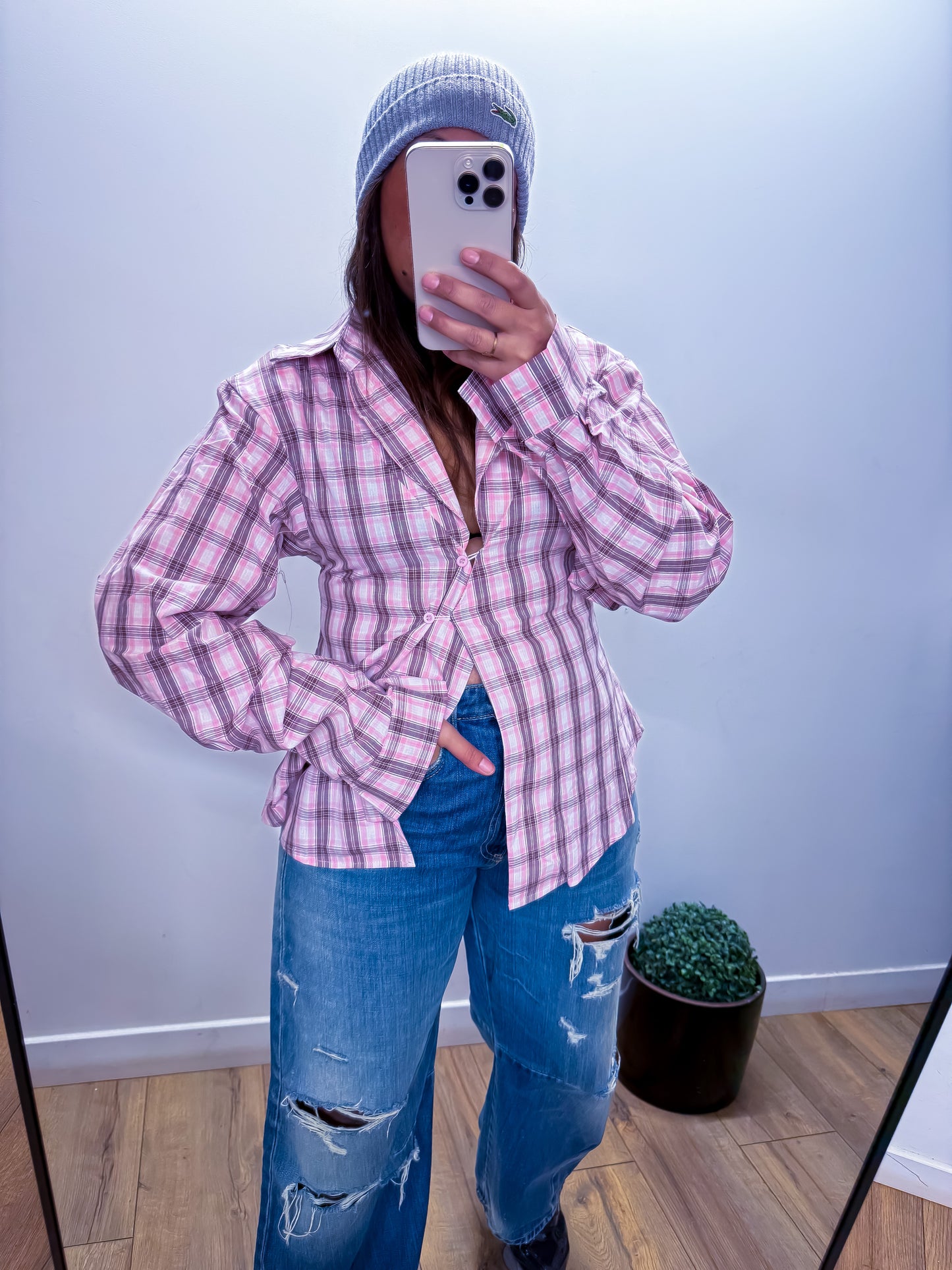 Chemise Aurore - Carreaux Rose & Marron Cintrée