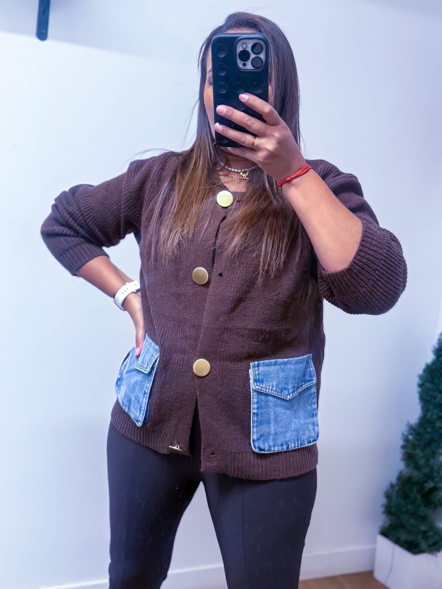 Veste Marron Exclusive Poches Denim