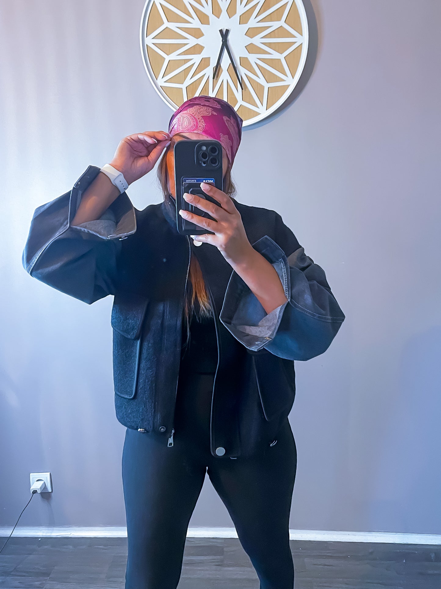 Veste cachemire noir manche jean