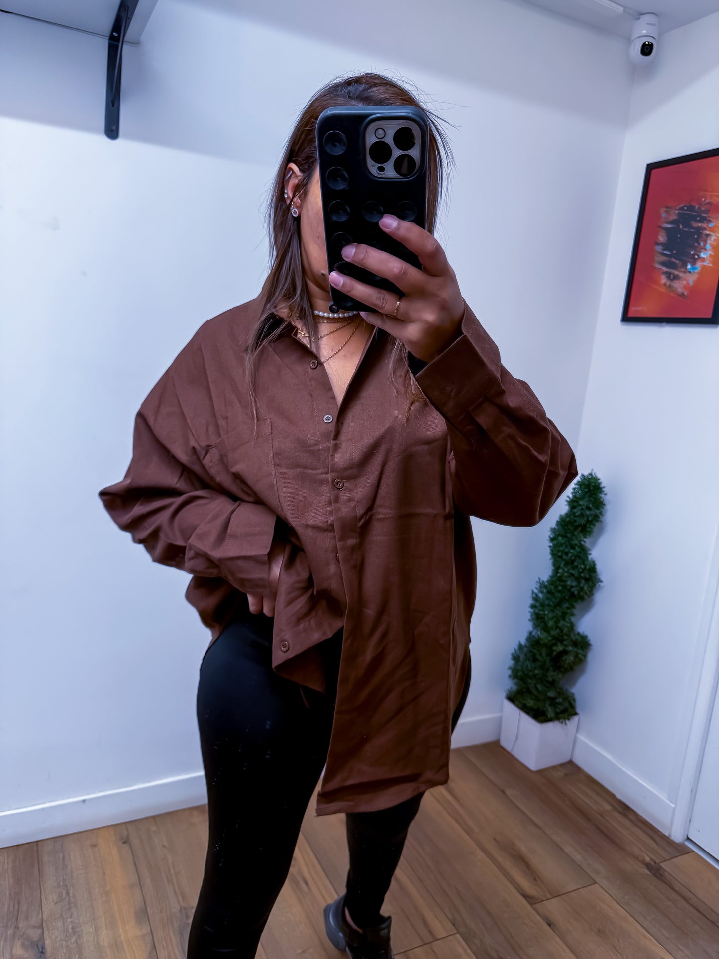 Chemise oversize marron 100% coton exclusivité Mûzâ