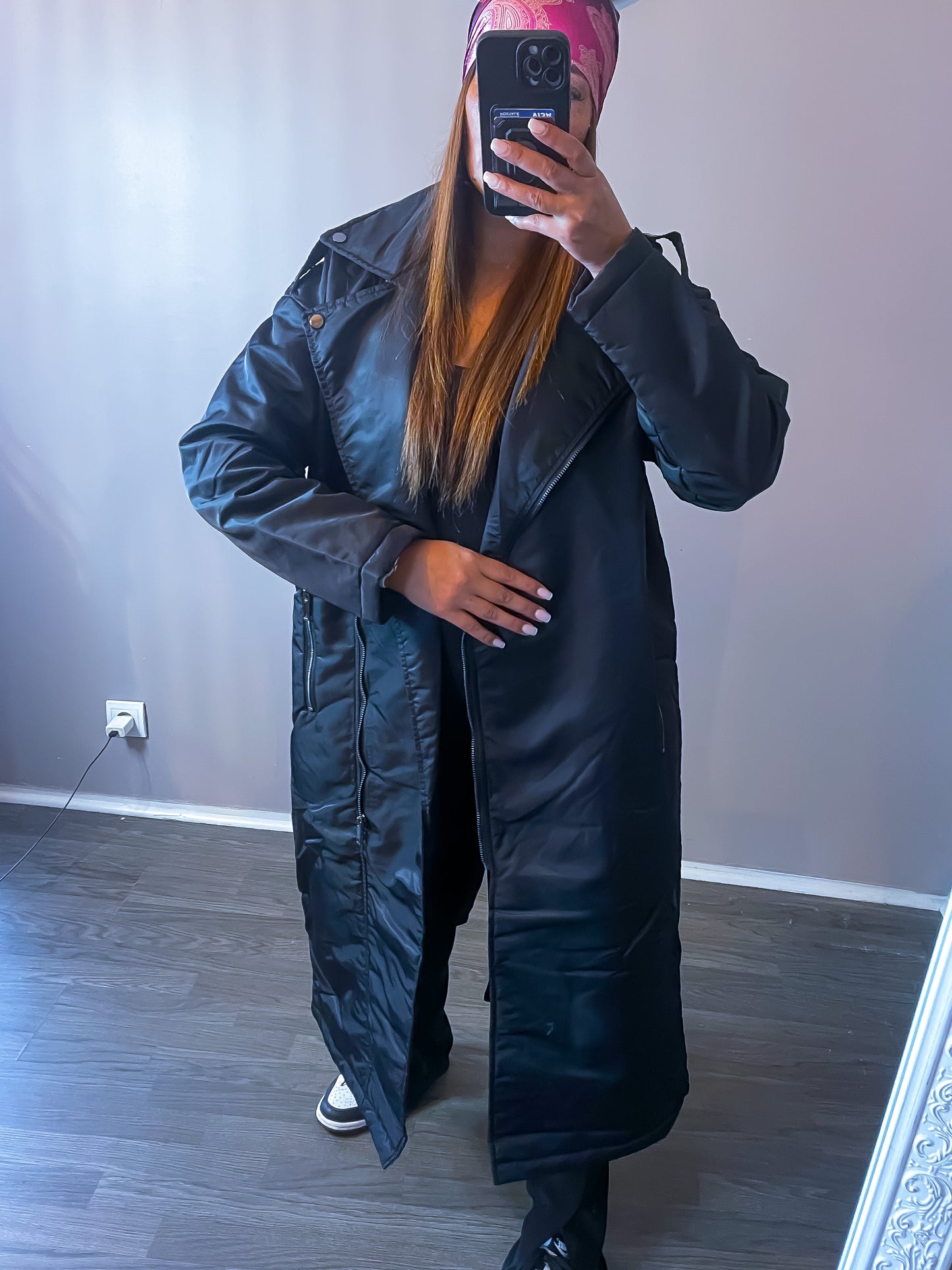 Manteau bombers long noir
