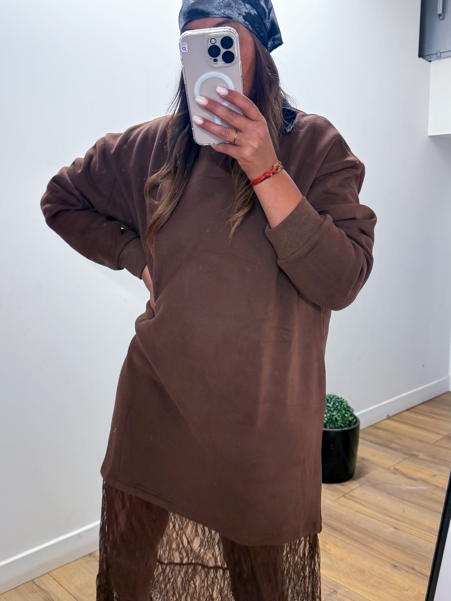 Robe pull DENTELLA MARRON - Mûzâ paris