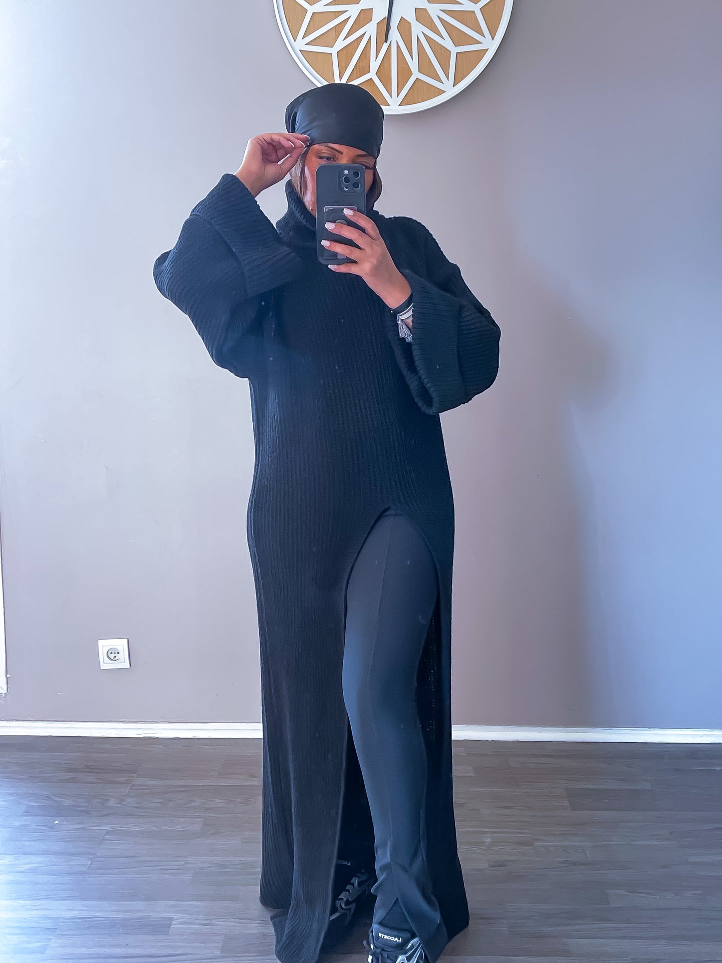 Robe pull maille noir