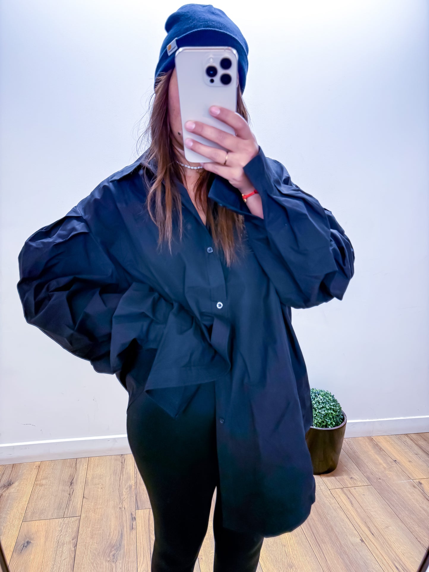 AETHER — Chemise Oversize Manches Ballon black