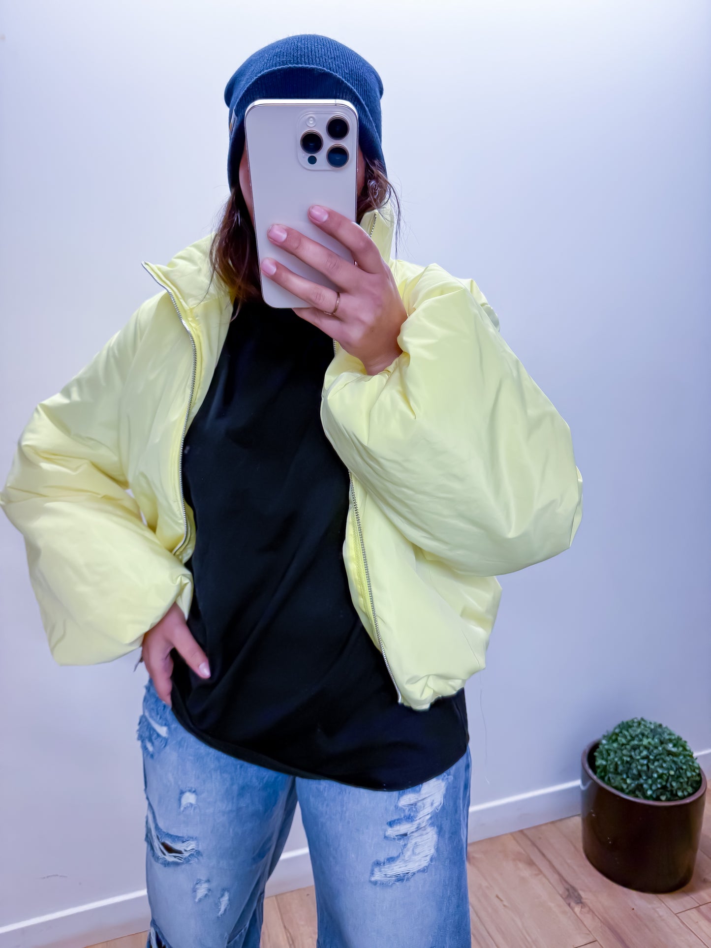 Veste Rembourrée Jaune Oversize