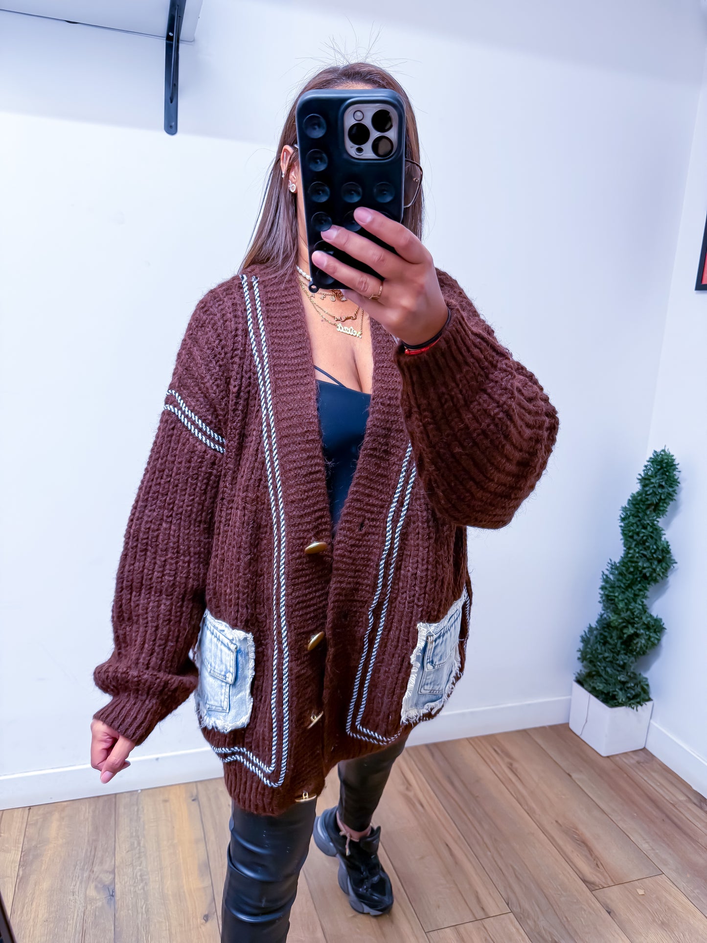Cardigan Chunky Marron