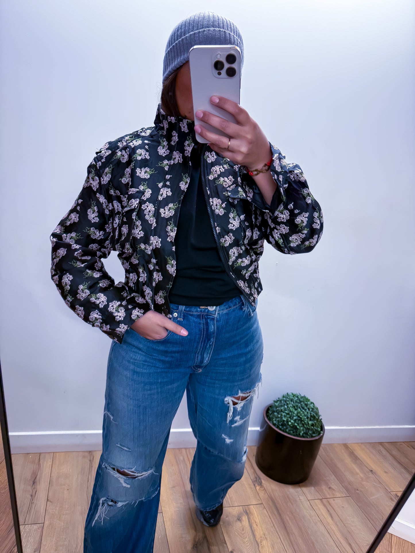 Bomber Midnight Garden - Édition Florale Noire