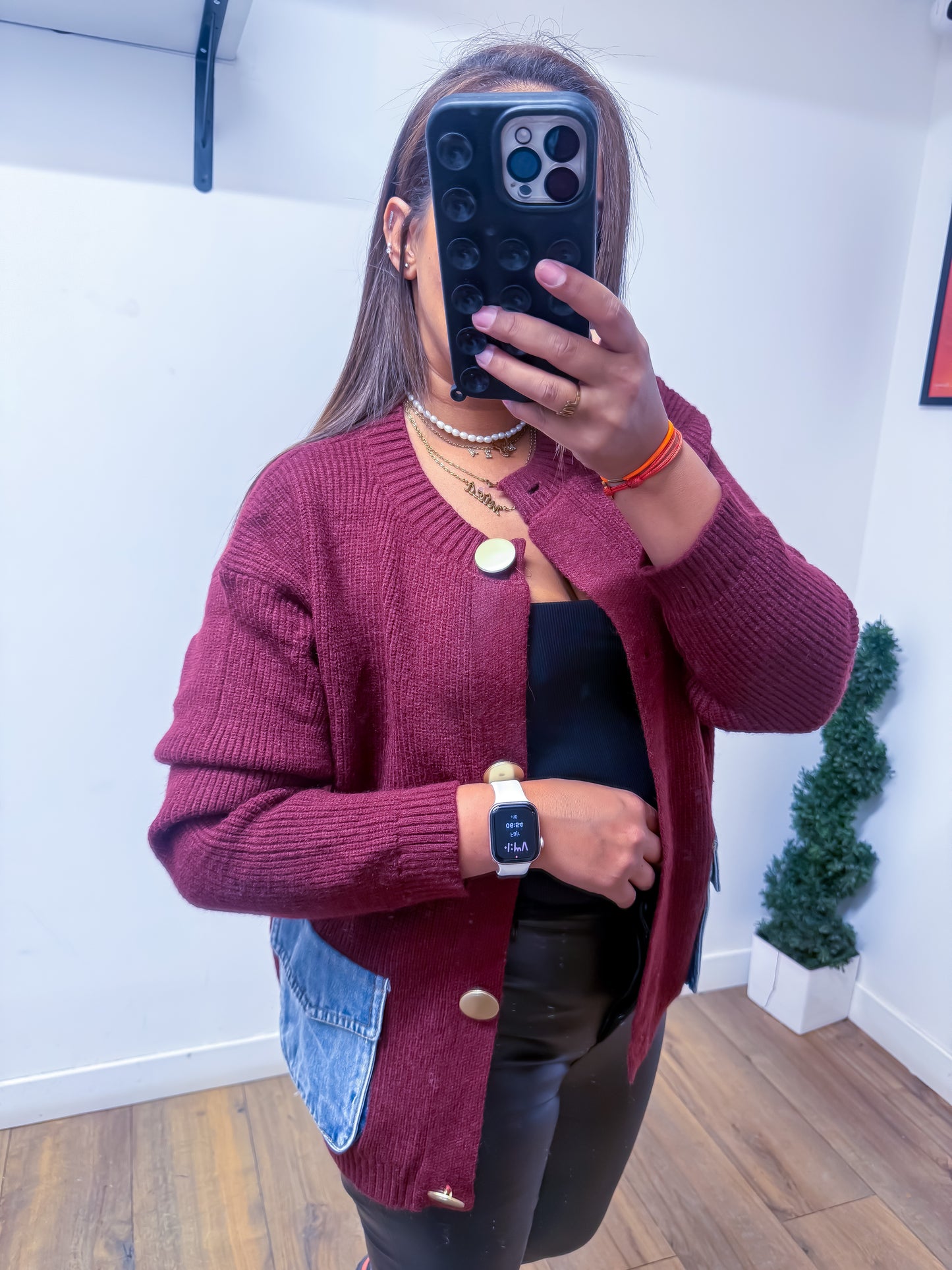 Veste Bordeaux Exclusive Poches Denim