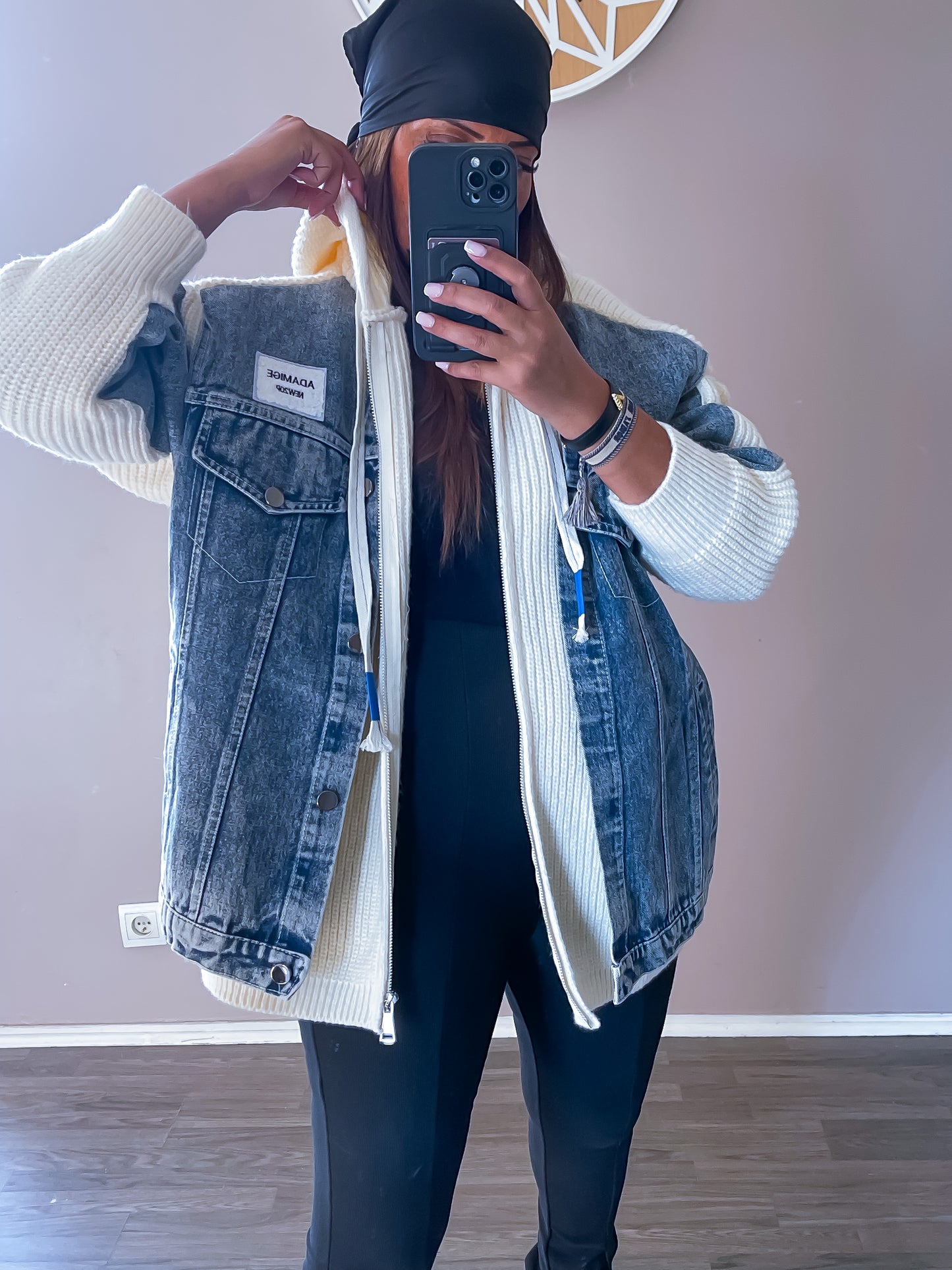 Veste en jean maille crème