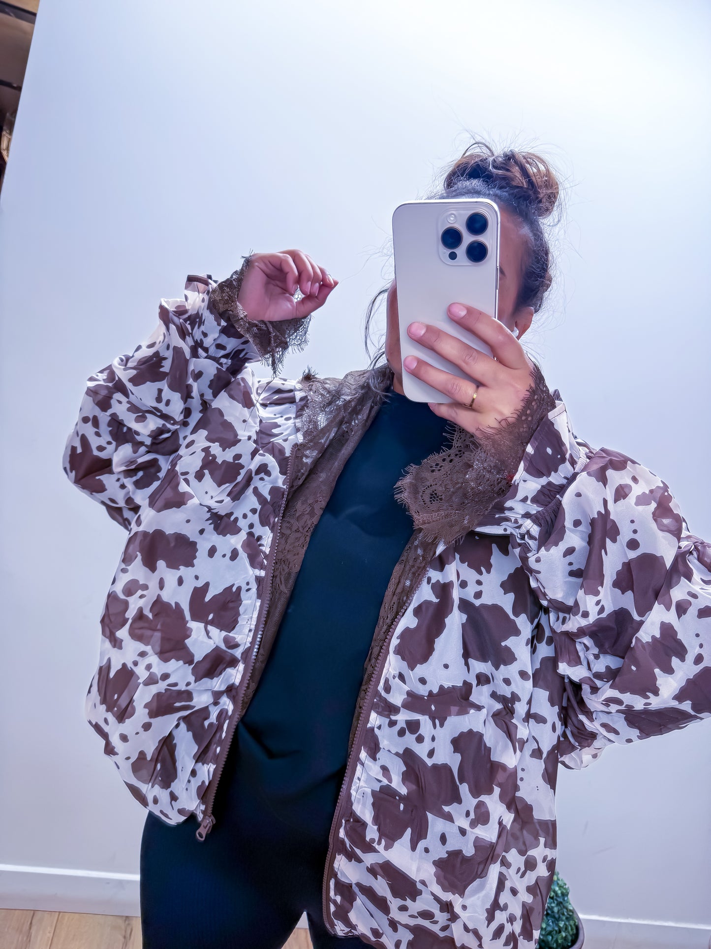 Veste Romantique Imprimée Vache