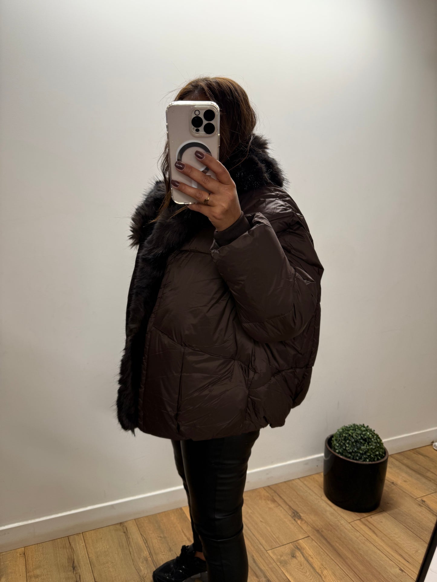 Doudoune fourrure synthétique marron exclusivité Mûzâ - édition limitée -