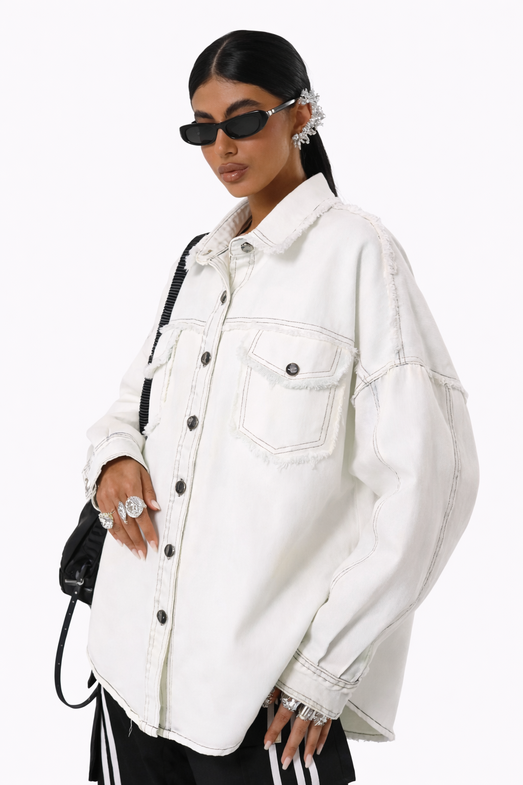 FRAYED LEGACY Overshirt - Blanc Cassé