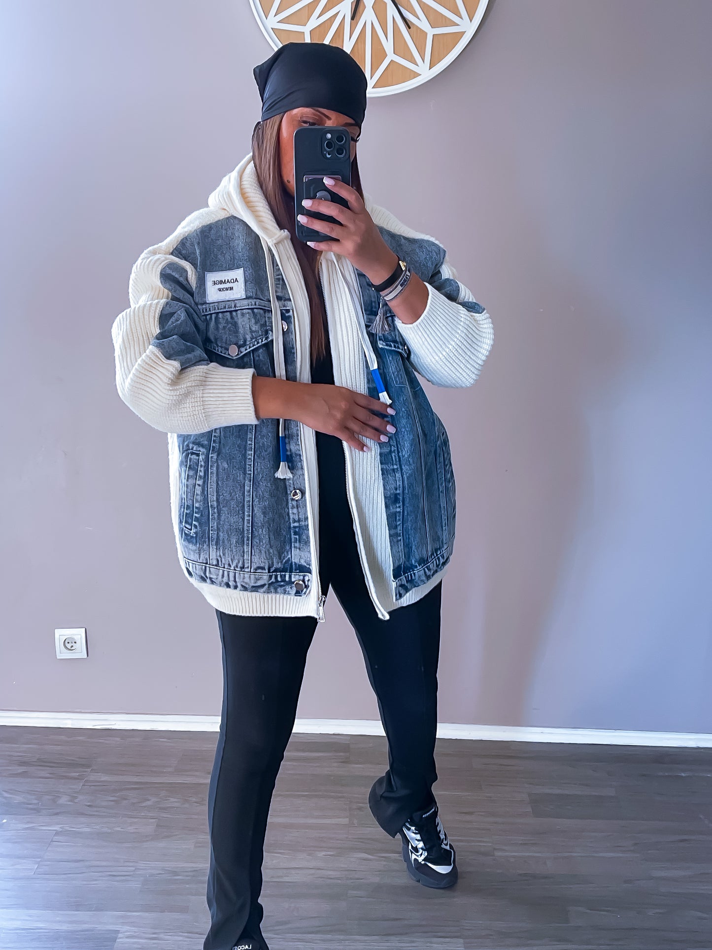 Veste en jean maille crème