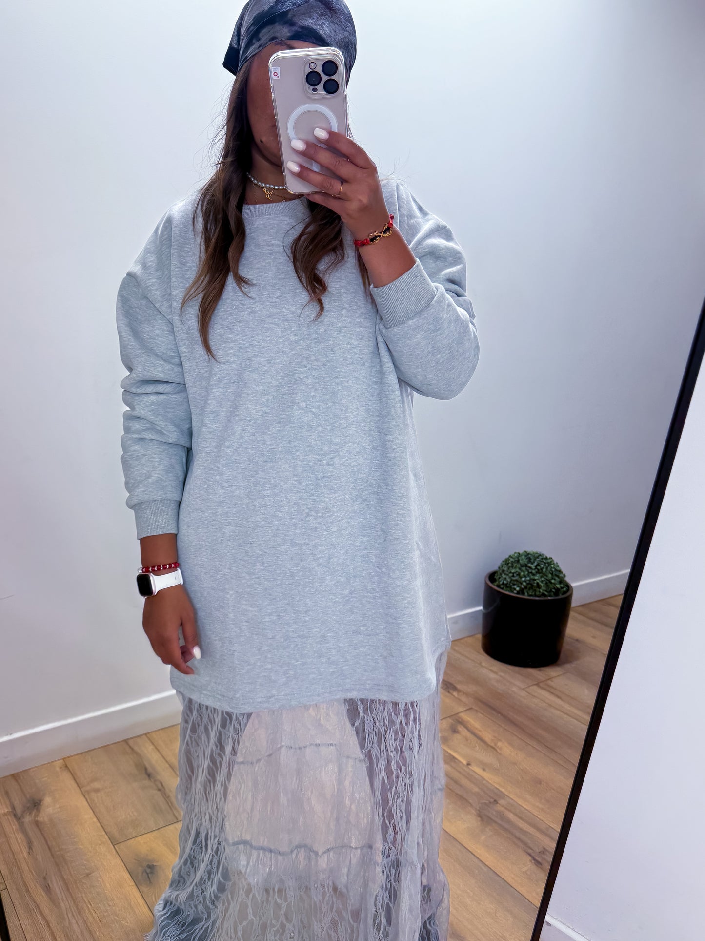 Robe pull DENTELLA GRIS - Mûzâ paris