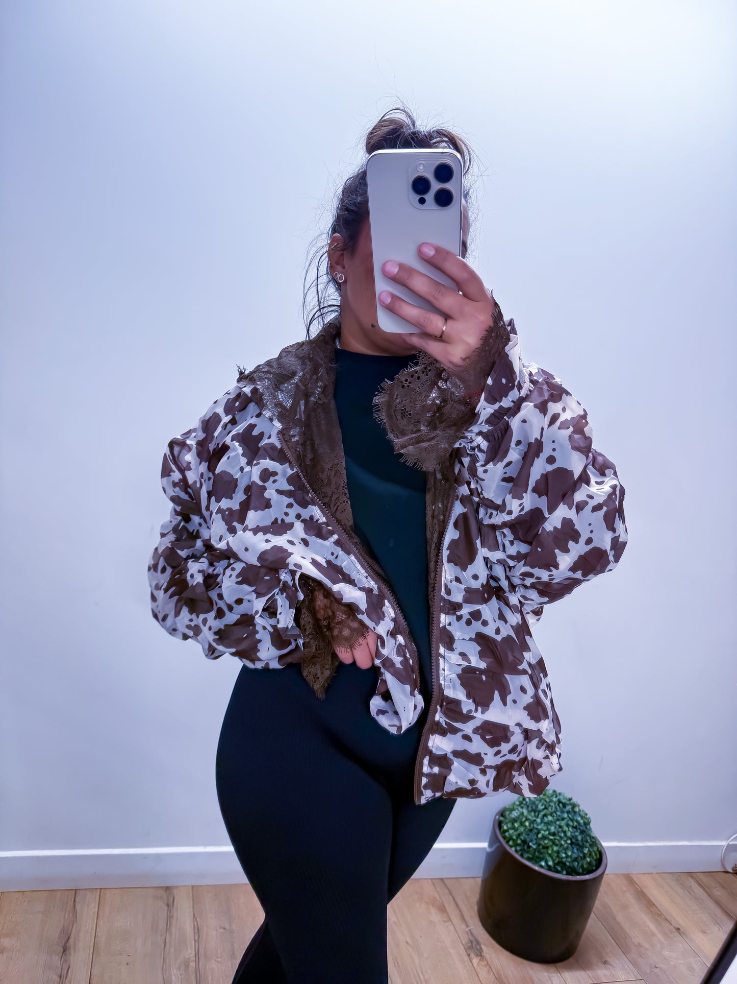 Veste Romantique Imprimée Vache