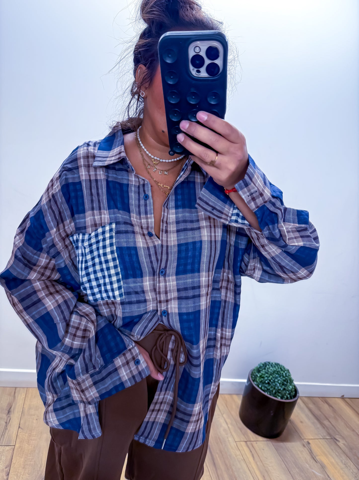 Chemise à Carreaux Oversize - Bleu