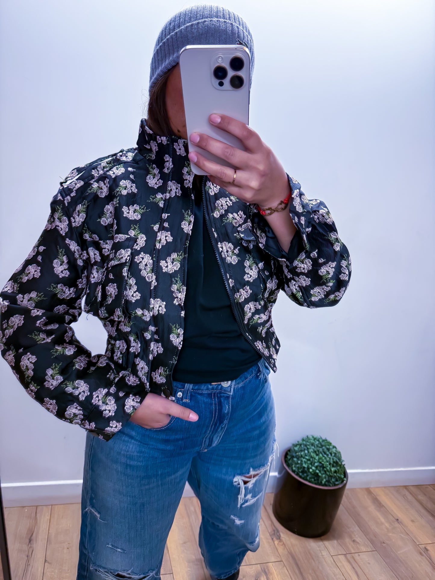 Bomber Midnight Garden - Édition Florale Noire