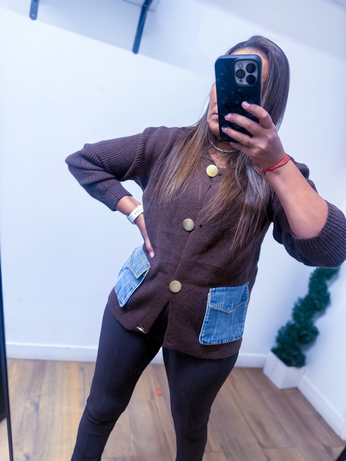 Veste Marron Exclusive Poches Denim