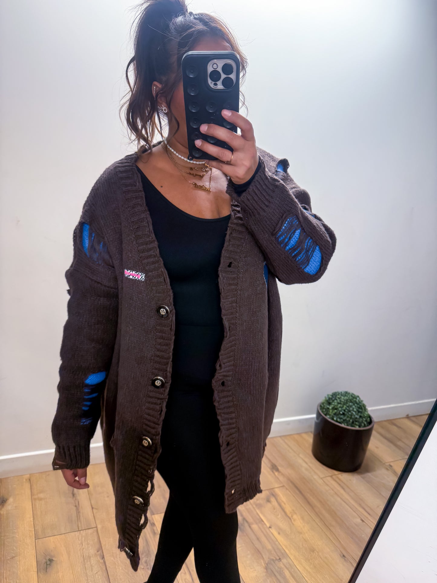 Gilet long marron destroye