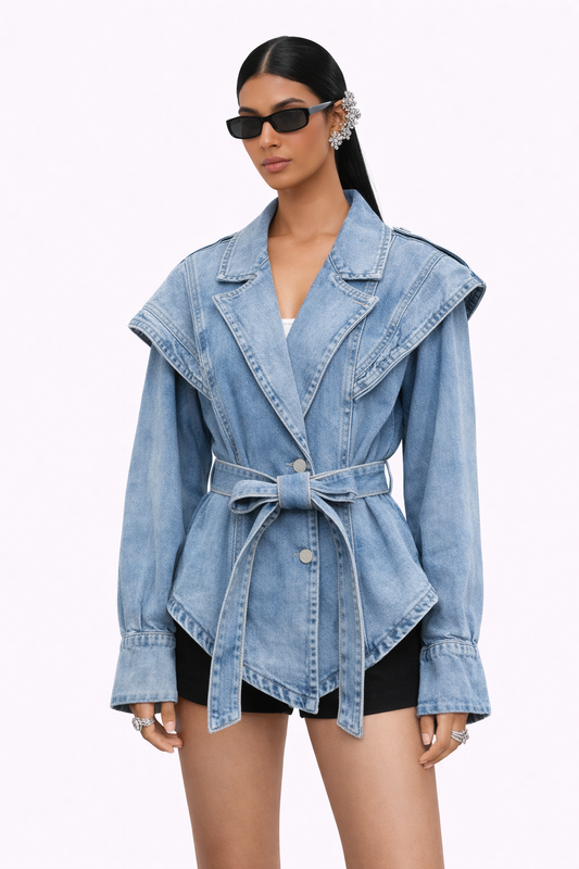 Veste Denim Origami bleu jean exclusif Mûzâ