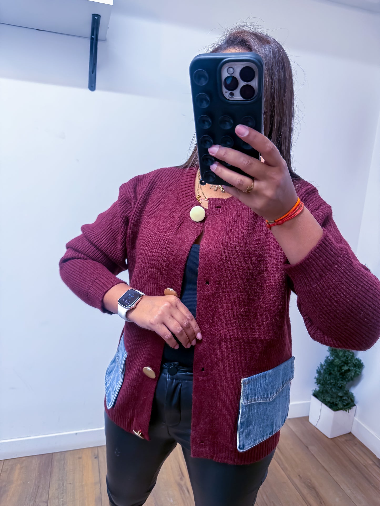 Veste Bordeaux Exclusive Poches Denim