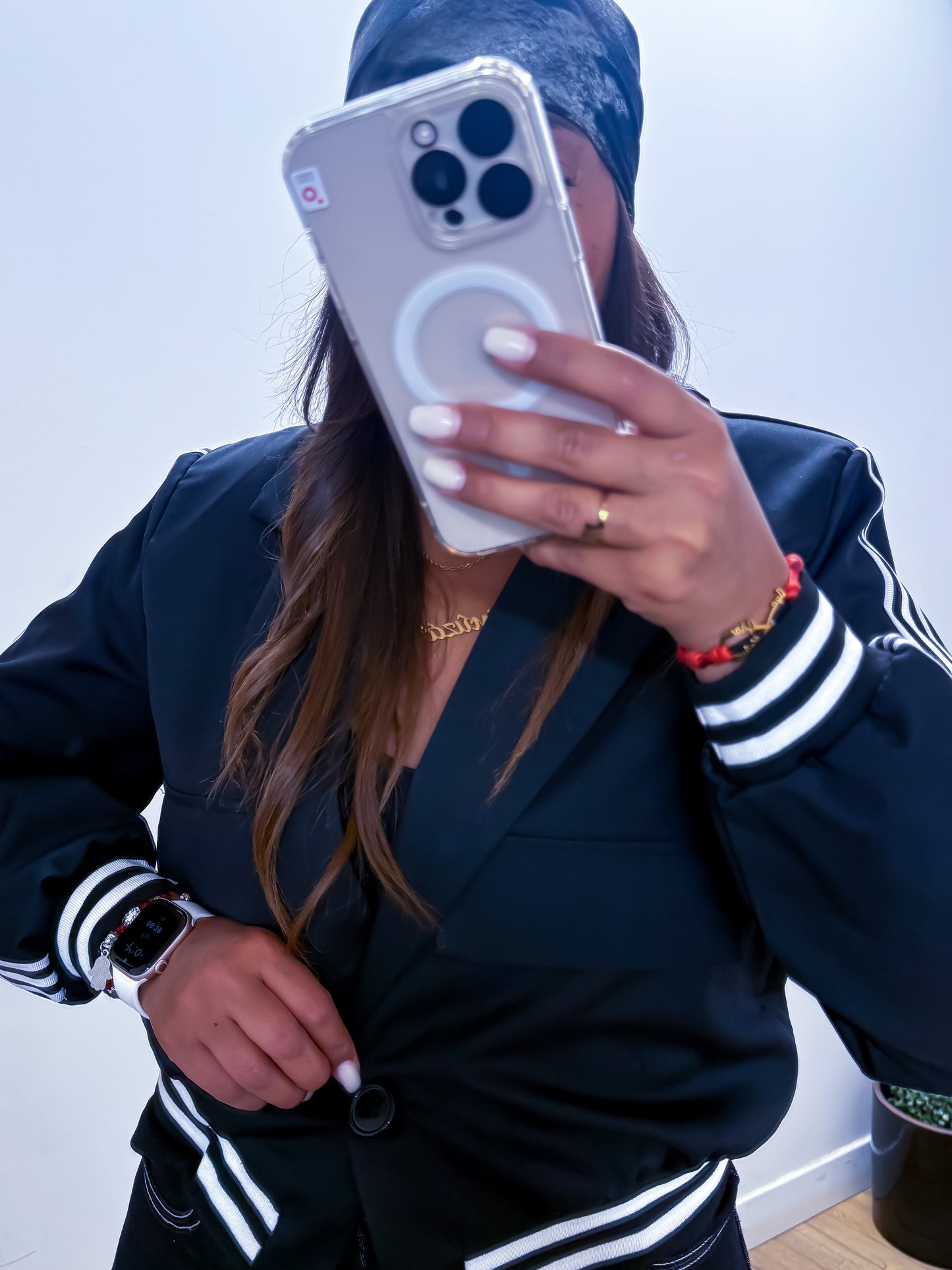 Blazer bombers Noir bande blanche structuré - Mûzâ paris