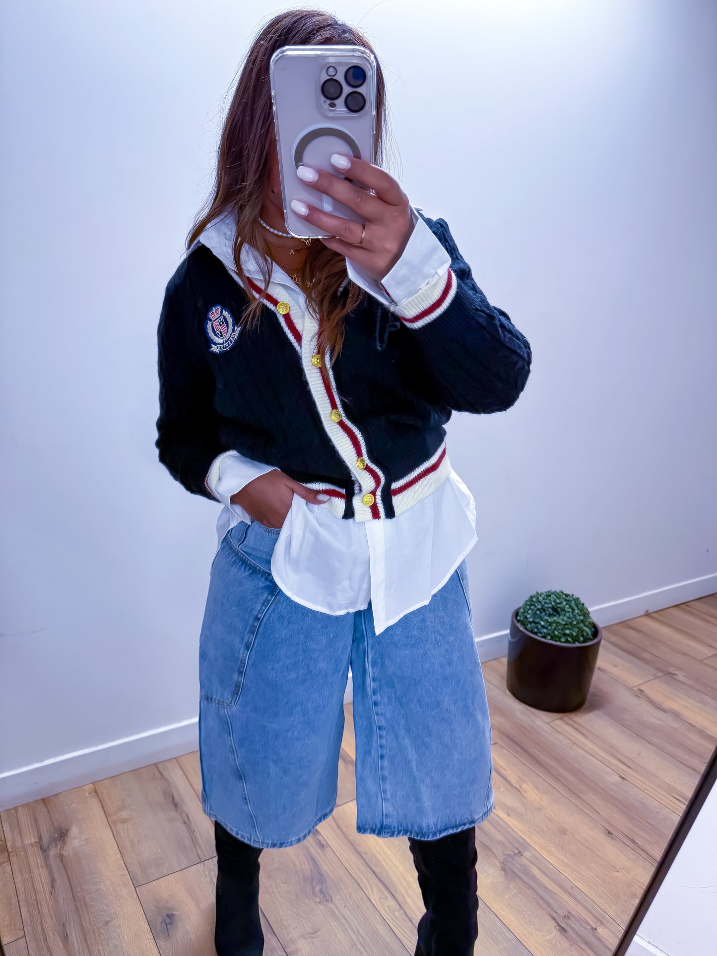 Bermuda jean structuré tailles S M L exclusivité Mûzâ