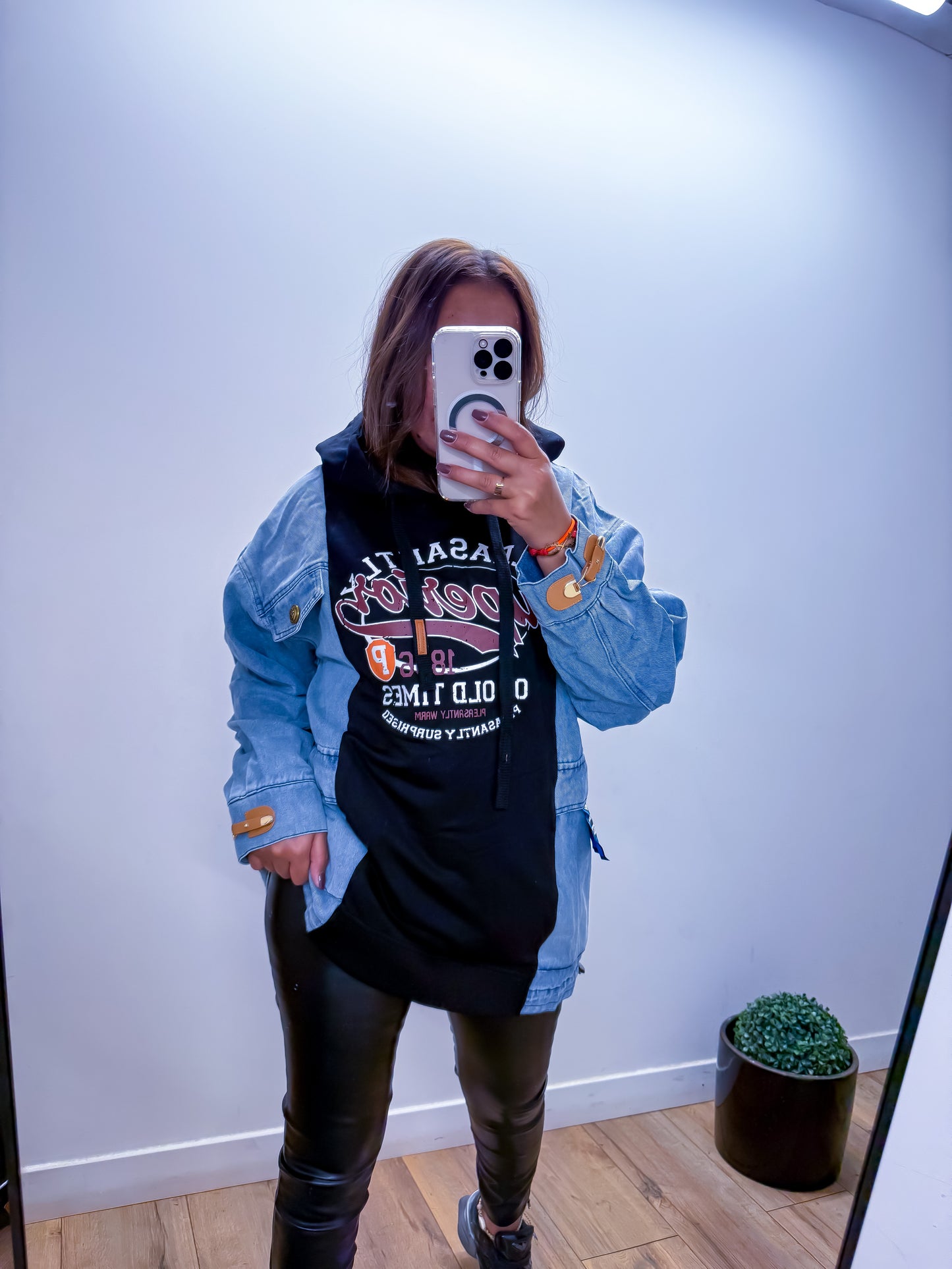 Pull oversize bi matière à capuche - exclusivité Mûzâ