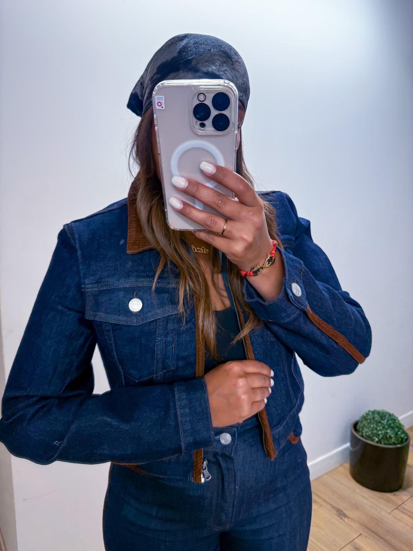 Veste en jean encolure marron - Mûzâ paris