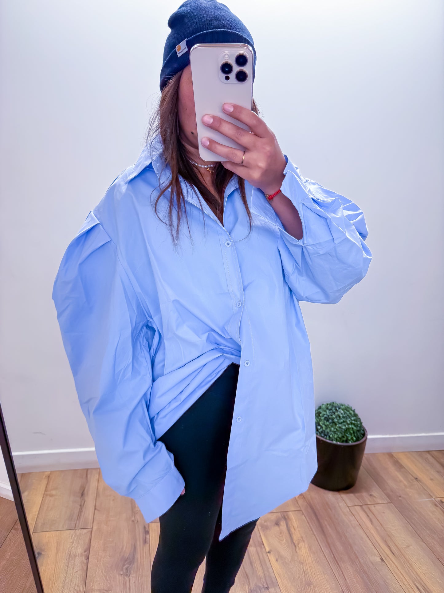 AETHER — Chemise Oversize Manches Ballon bleu