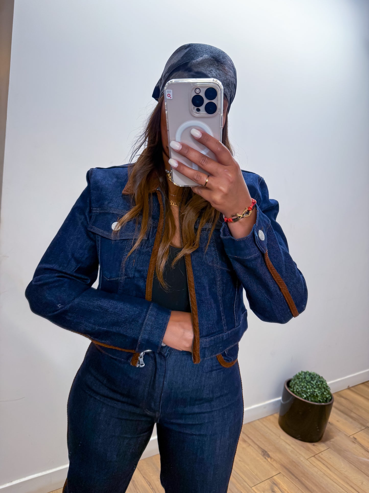 Veste en jean encolure marron - Mûzâ paris