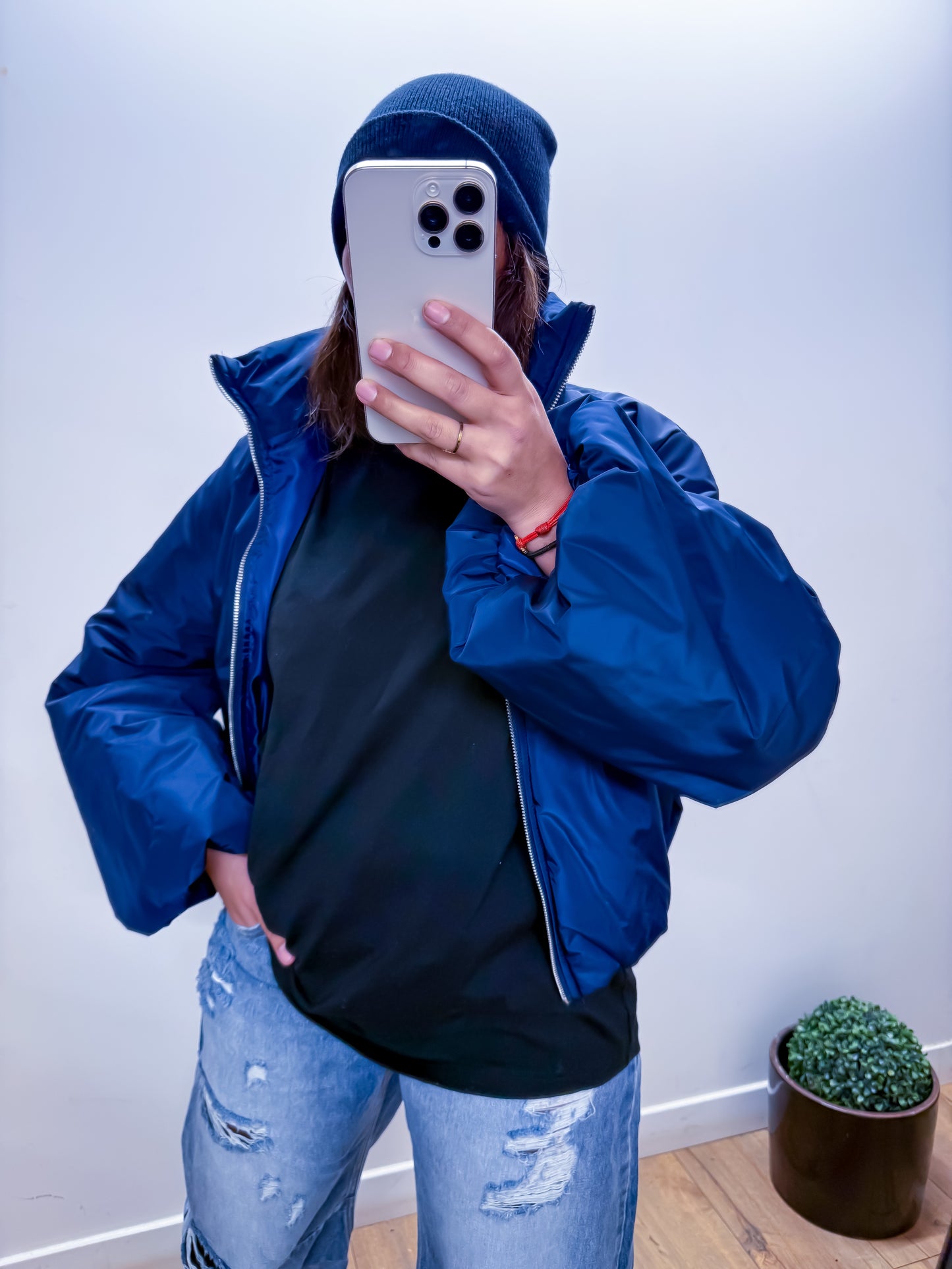 Veste Rembourrée Bleu Marine Oversize