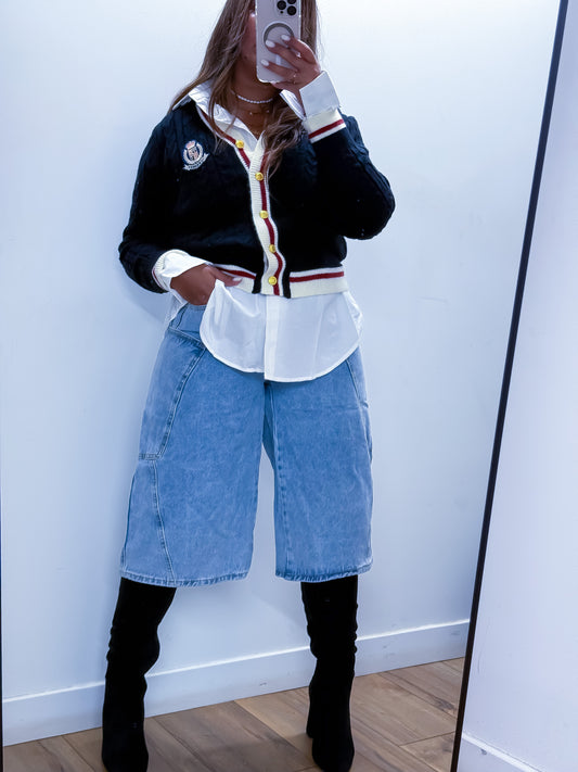 Bermuda jean structuré tailles S M L exclusivité Mûzâ