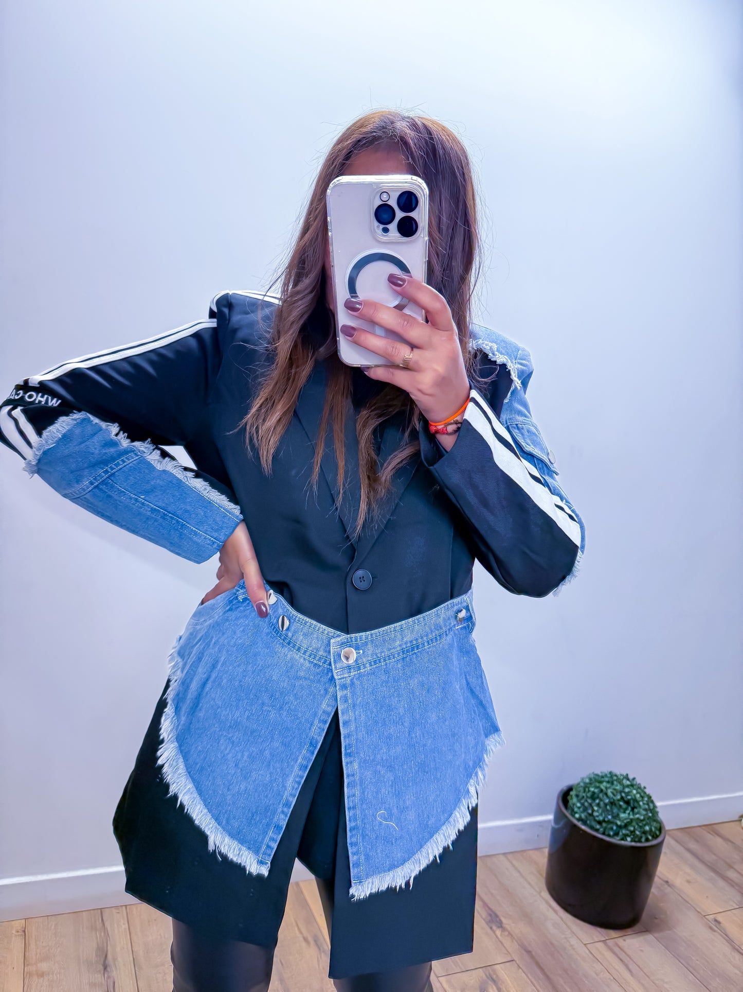 Blazer bi matière jean et noir - exclusivité Mûzâ - Édition limitée