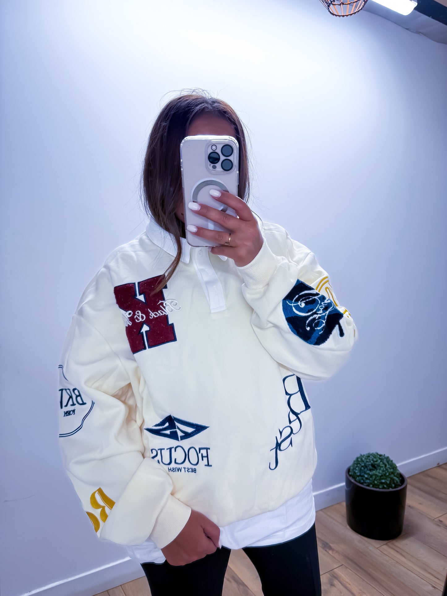 Pull col chemise intégré beige exclusivité Mûzâ