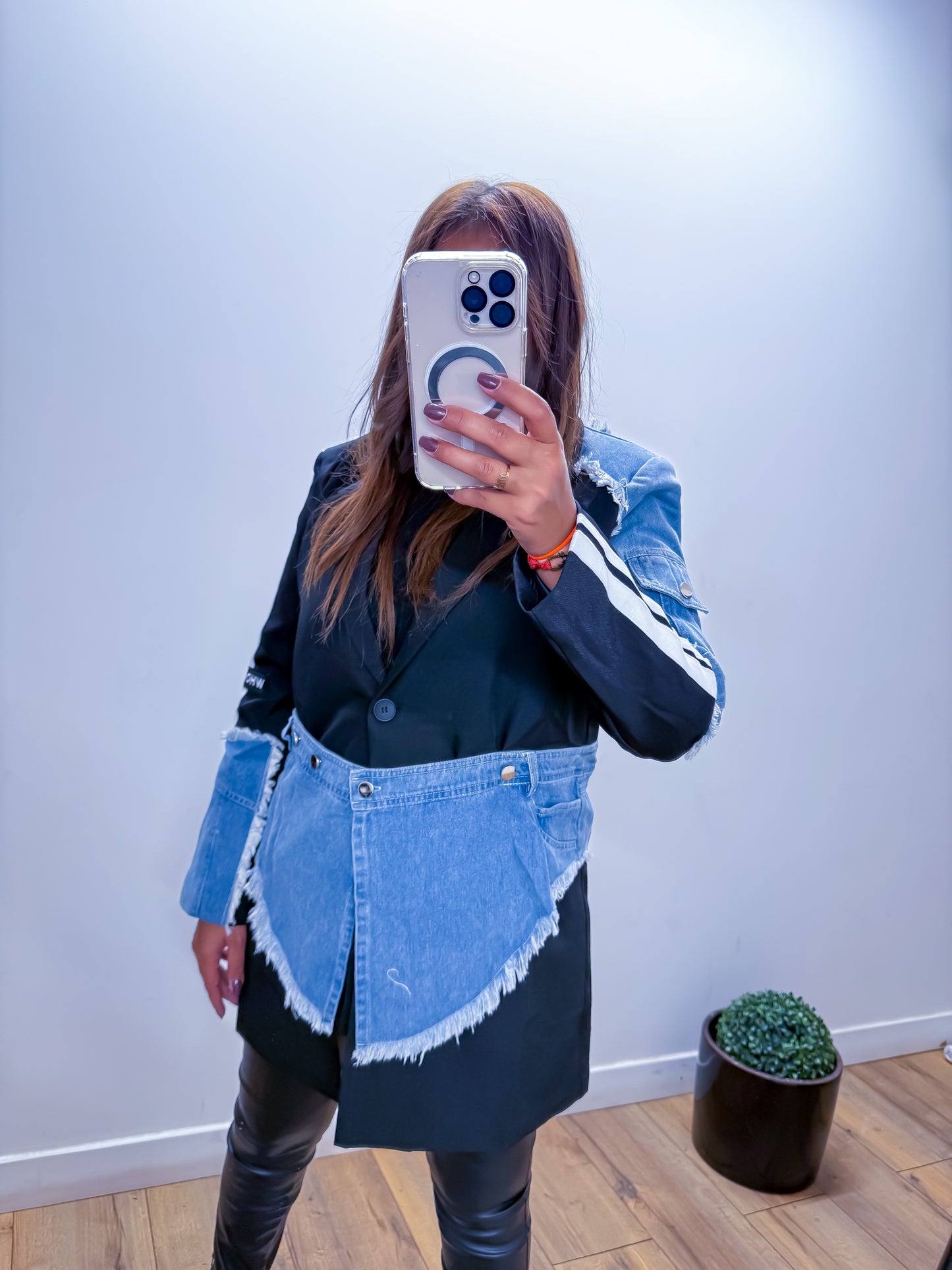 Blazer bi matière jean et noir - exclusivité Mûzâ - Édition limitée