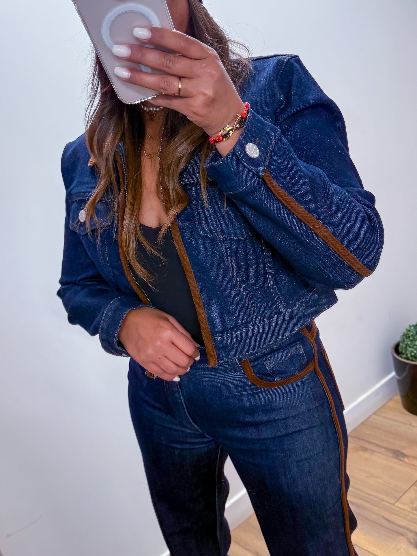 Veste en jean encolure marron - Mûzâ paris