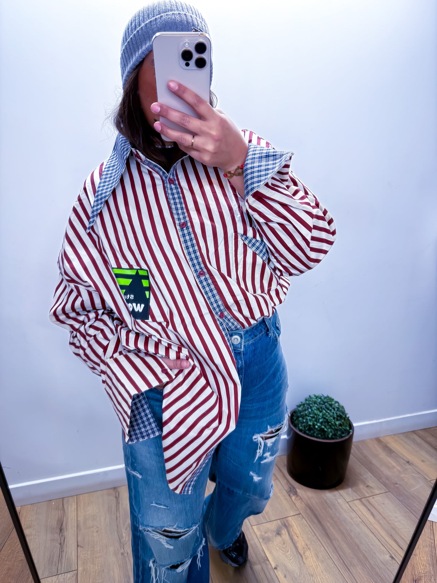 Chemise Kaleidoscope - Rayures Patchwork Oversize