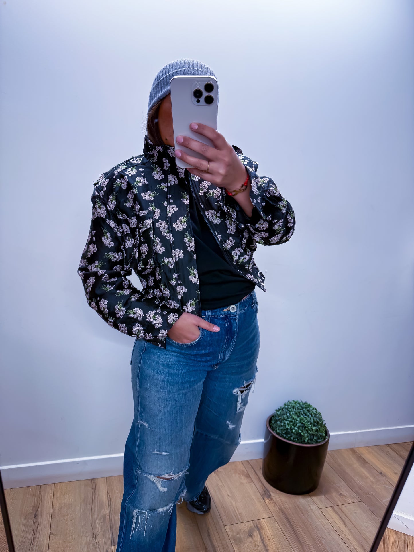 Bomber Midnight Garden - Édition Florale Noire