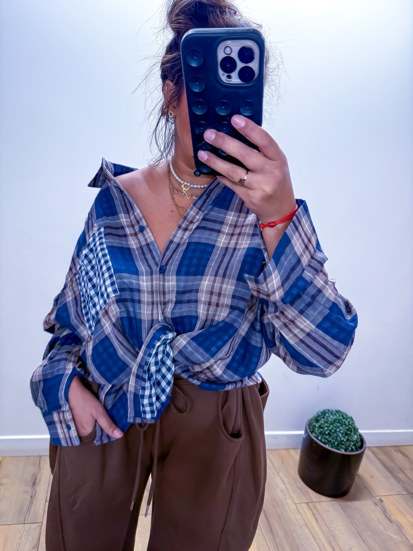 Chemise à Carreaux Oversize - Bleu