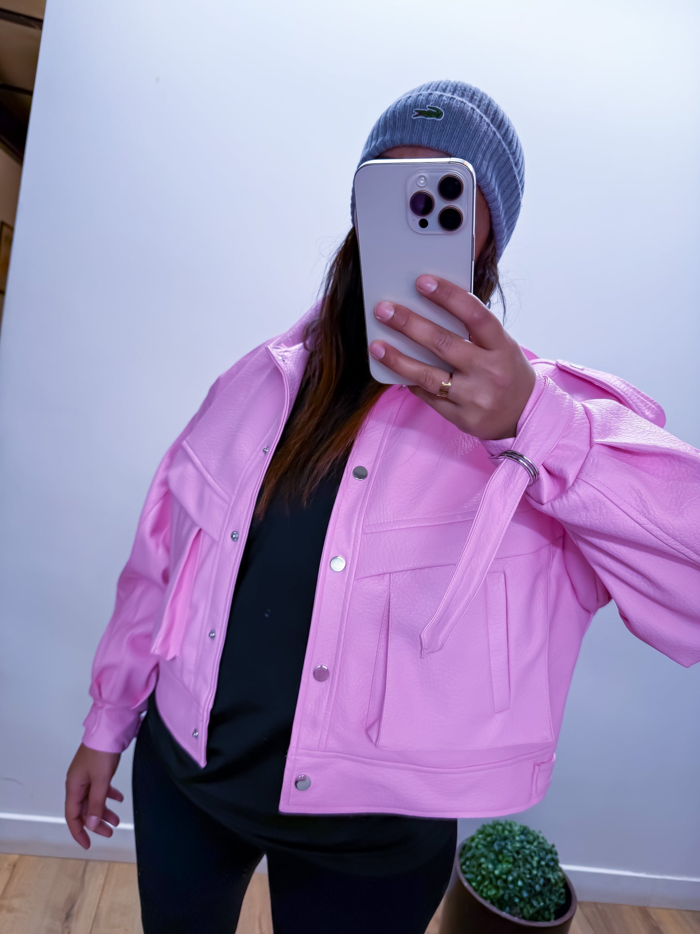 CANDY Veste Simili Cuir Rose