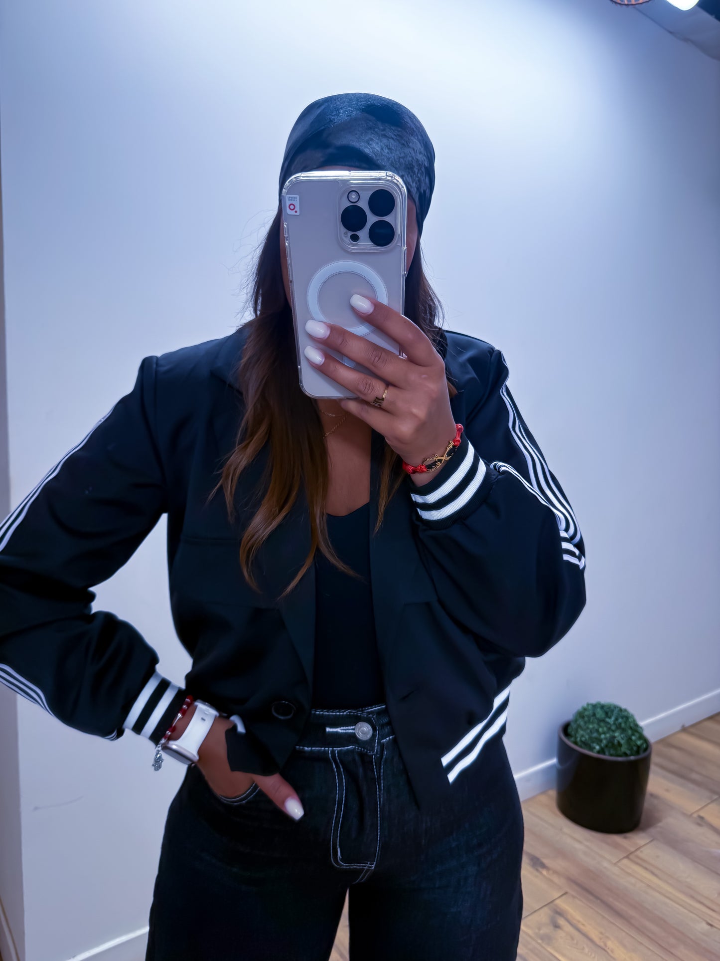 Blazer bombers Noir bande blanche structuré - Mûzâ paris