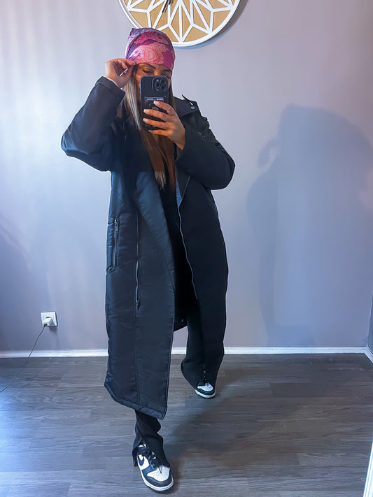 Manteau bombers long noir