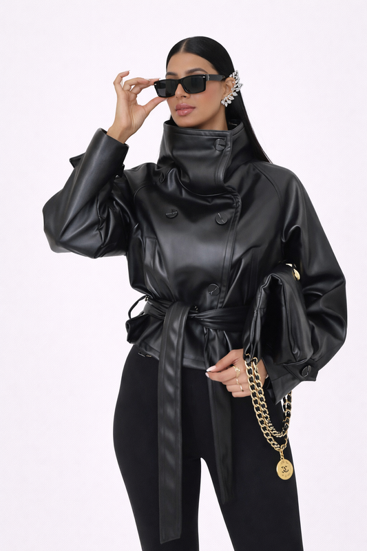 Obsidian Leather Coat