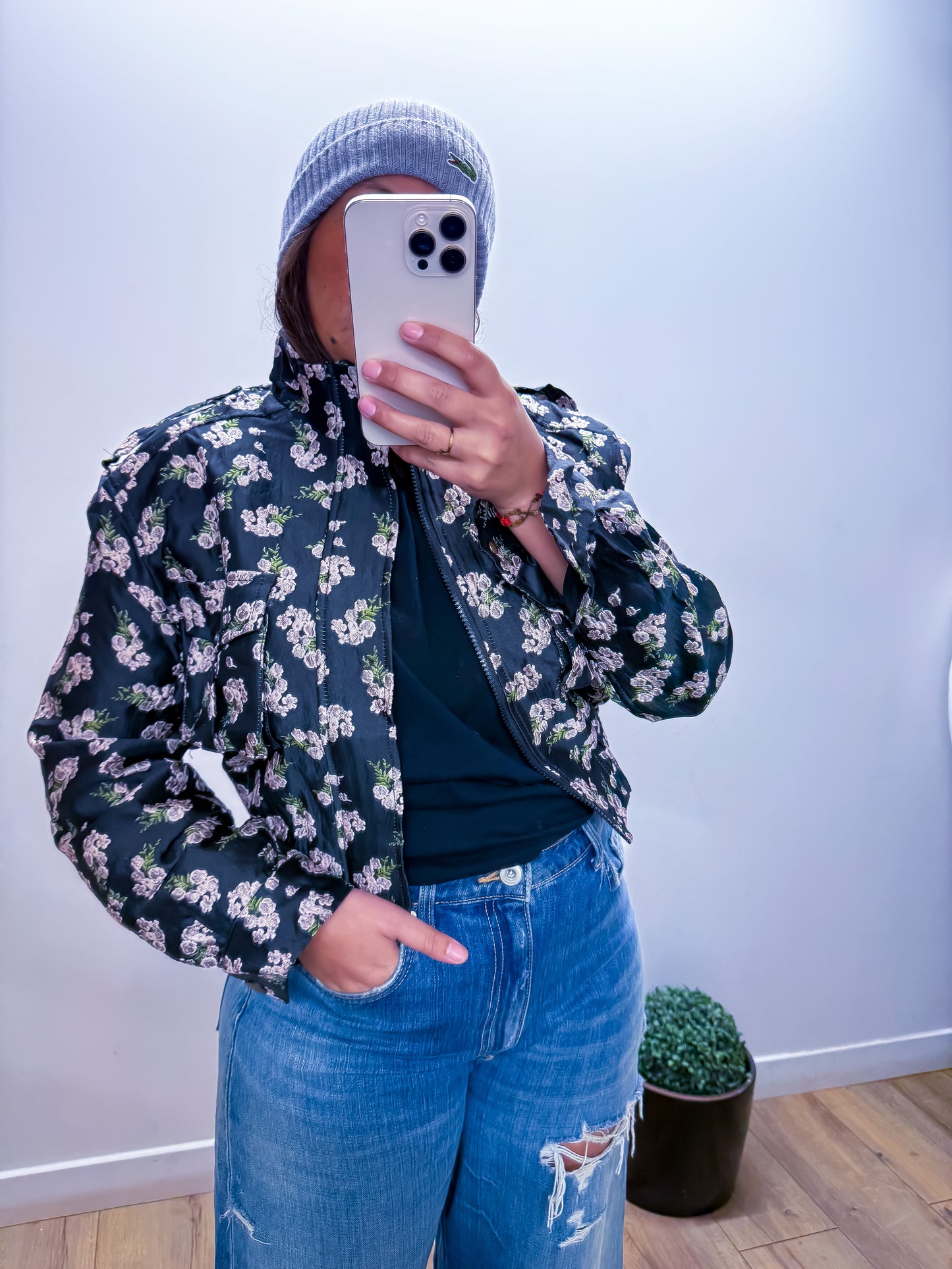 Bomber Midnight Garden - Édition Florale Noire