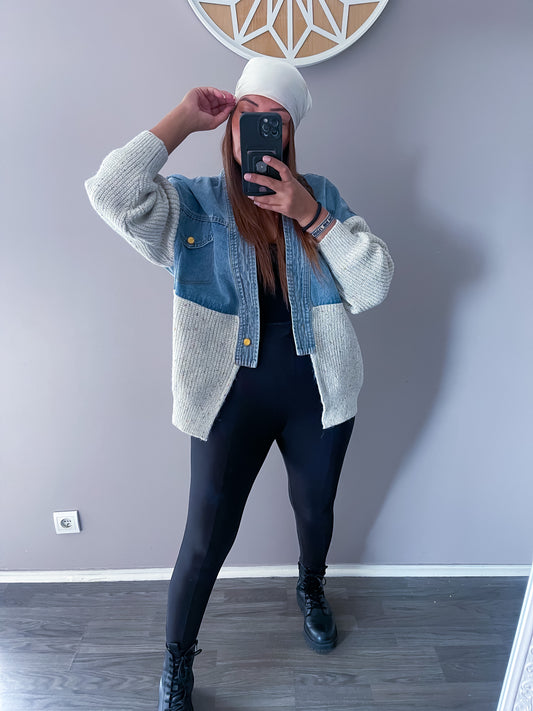 Gilet Bi matière nude