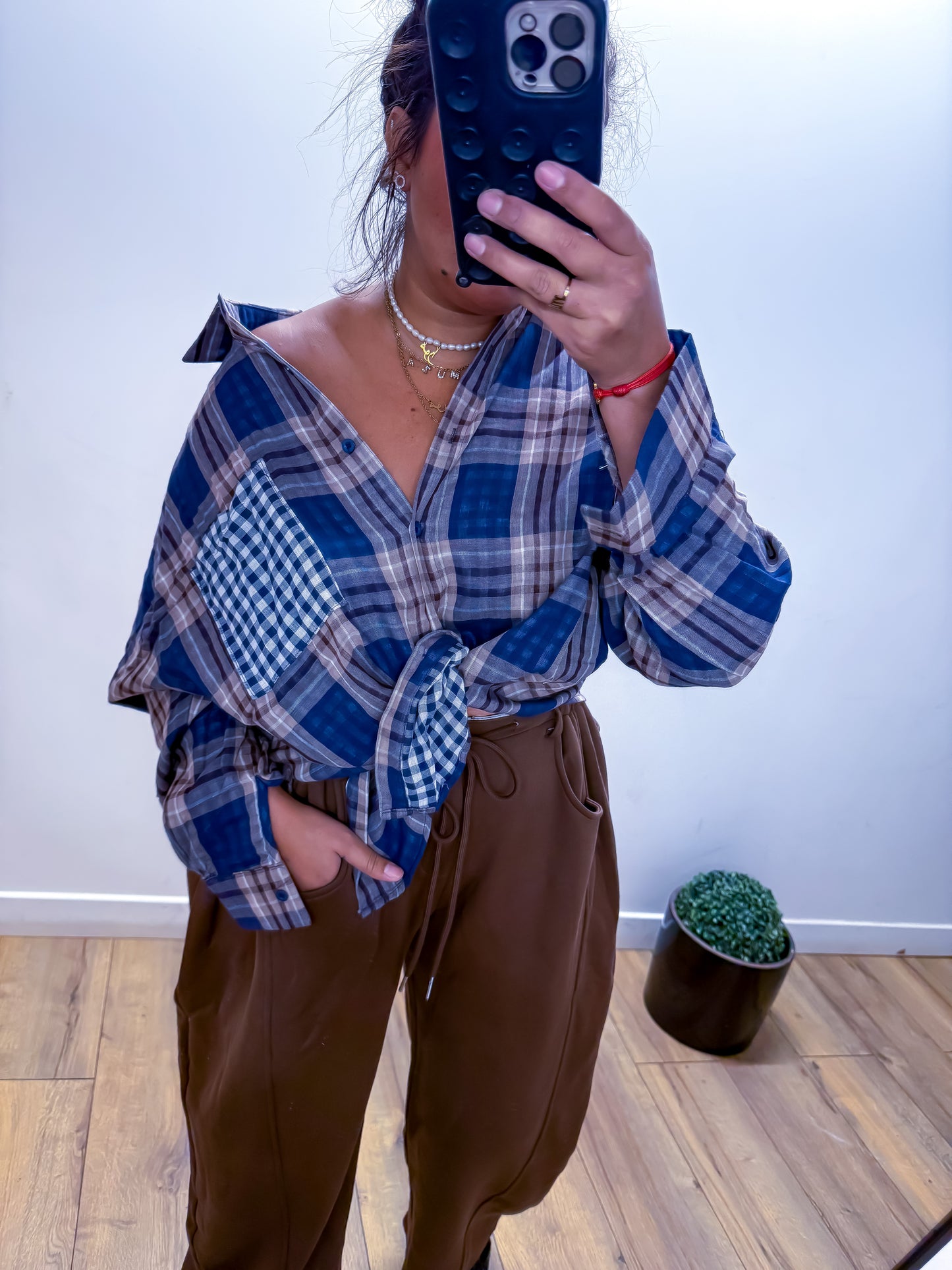 Chemise à Carreaux Oversize - Bleu