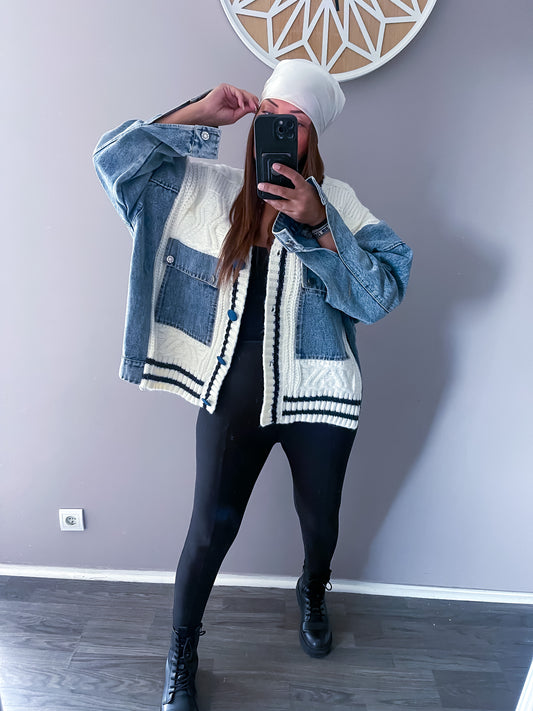 Veste en jean et maille