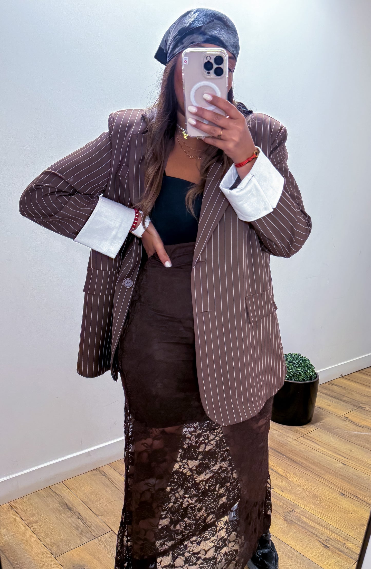 Jupe dentelle ELEA STRUCTURE marron - Mûzâ paris