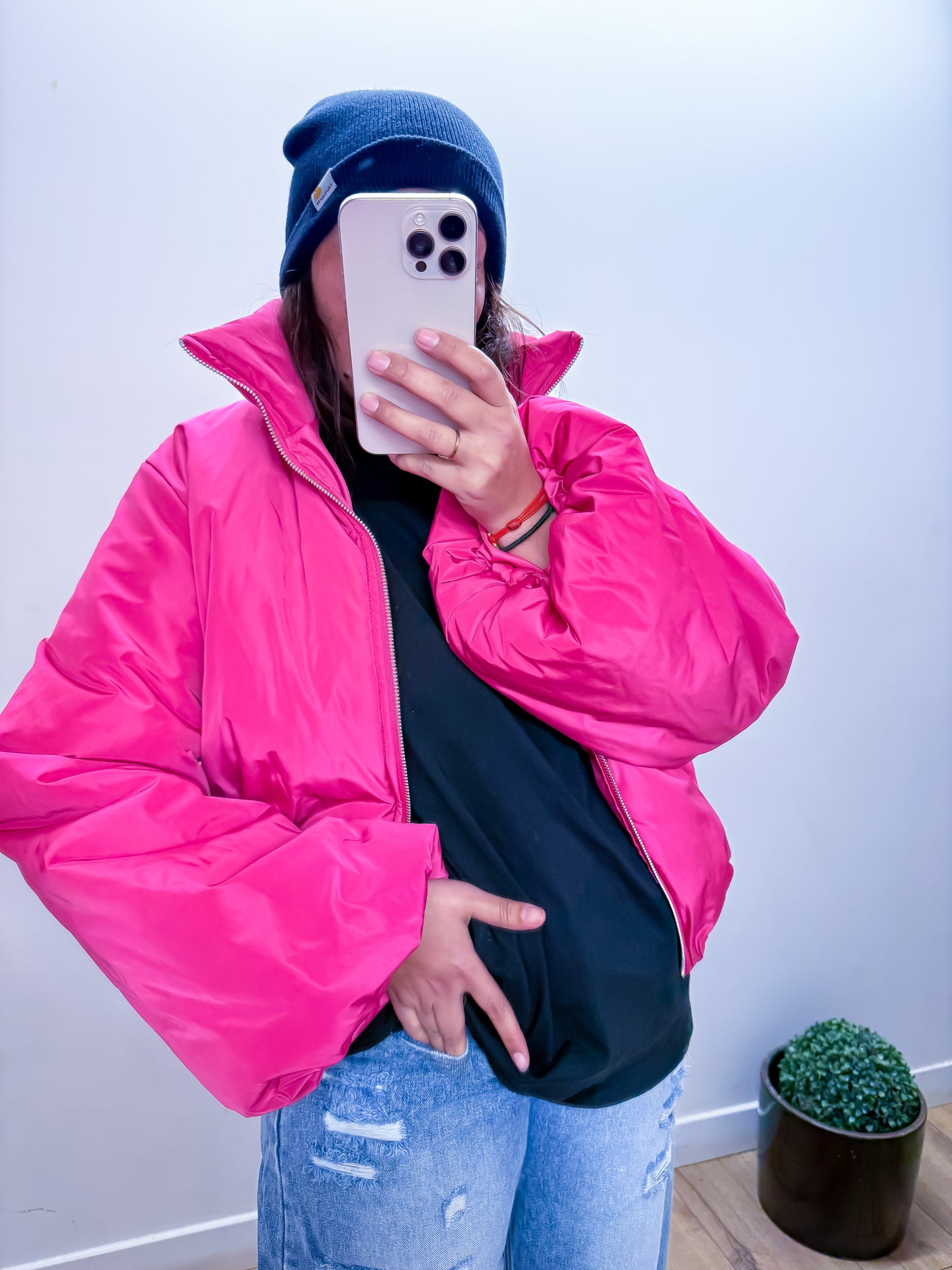 Veste Rembourrée Rose Fuchsia Oversize
